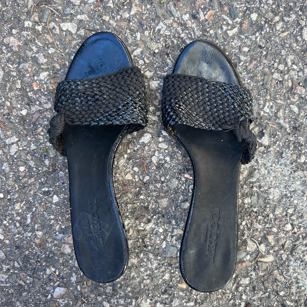 Sesto Meucci Black Woven Slide Sandals